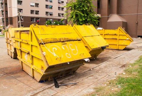 A skip being delivered to a Fulham residential property