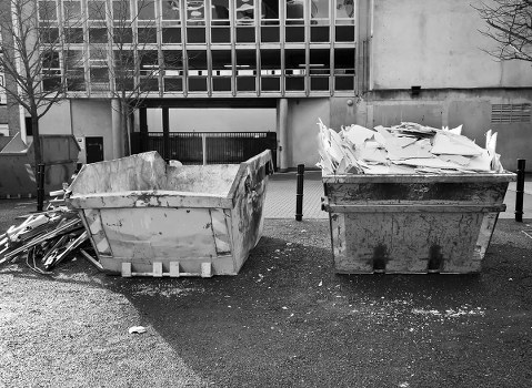 Enclosed and lockable skip in a residential area in Fulham