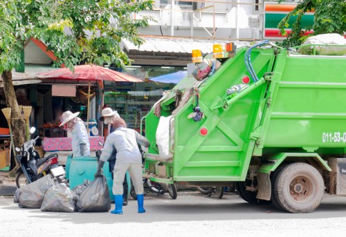 Skip being loaded with construction debris