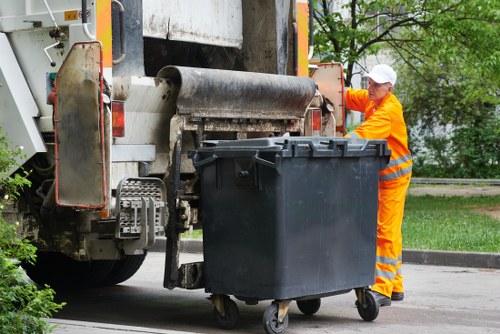 Variety of demolition waste materials sorted for recycling